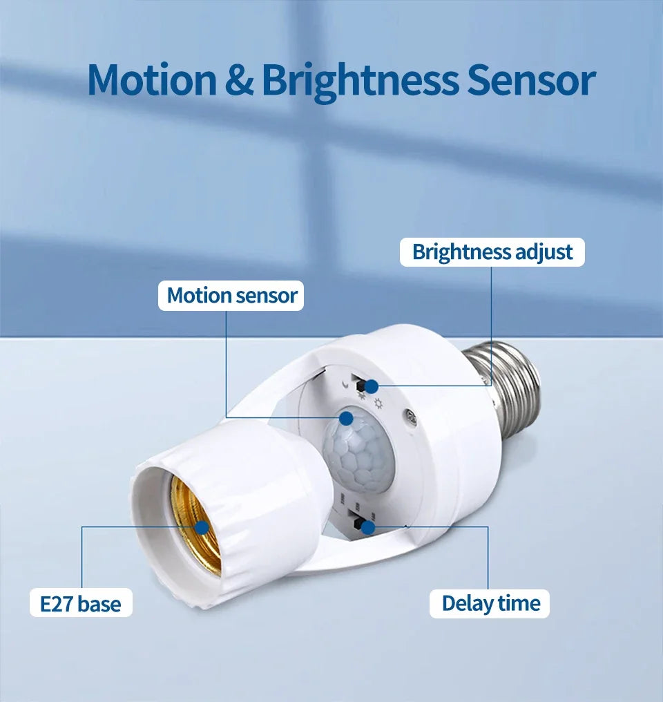 AC85-265V Motion Sensor Lamp Head Base E27 E26 Switch Bulb Holder Socket Adapter Converter Human Induction Infrared Body Sensor