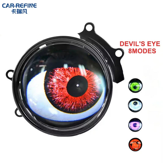 CAR-REFINE 8 modes Universal Blink Demon Eyes Devil Led Headlights Lens 5V 12V 3.0 Inch Bi Led Projector Car Light Accessories