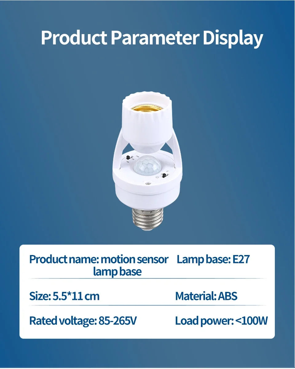 AC85-265V Motion Sensor Lamp Head Base E27 E26 Switch Bulb Holder Socket Adapter Converter Human Induction Infrared Body Sensor