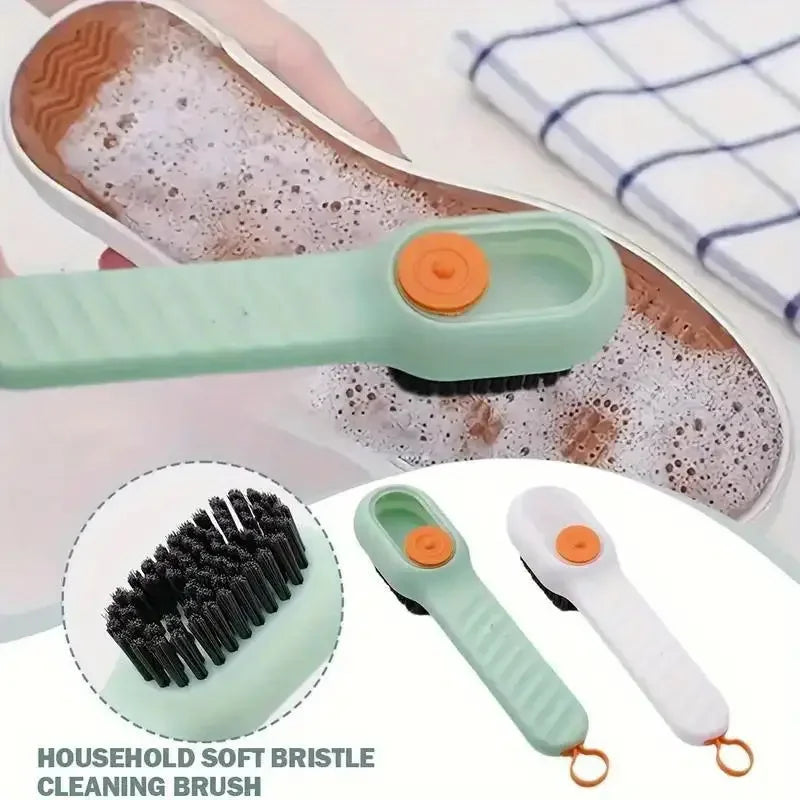 1pc Multi-function automatic spot shoe brush soft hair hand pressure hanging hole suitable for clothing carpet plastic handles